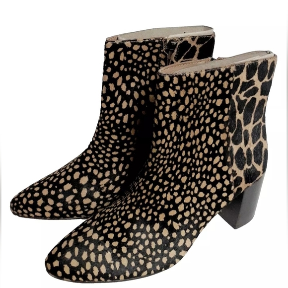 Madewell Women's Ankle Boots Size 7M Spot Mix Calf Hair Toffee Multi-Color NIB - Picture 4 of 10